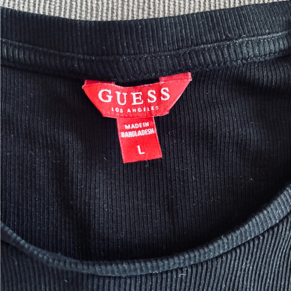 Guess Ribbed Cropped Top Embroidered Logo - Picture 2 of 2